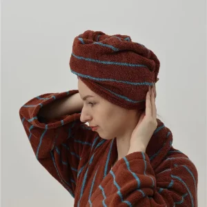 Super Absorbent Striped Hair Drying Towel Soft Cotton Hair Turban for Women and Kids to Dry Hair Quickly