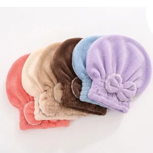 Super Absorption Coral Fleece Bowknot Turban Quick-Dry Child-Proof Adults Hair Drying Cap Woven Technique Home Hair