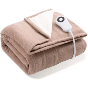 Super Fuzzy Soft Sherpa Fleece Reversible Electric Heated Throw Blanket