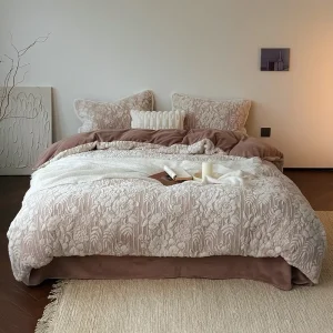 Super Heavy 380g Milk Velvet Bedding Set A-Class Safety 4 Piece Duvet Cover Set Luxurious Soft Warm Thick Winter Fleece Bedding