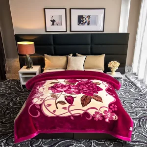 Super Heavy 6KG 100% Polyester Soft Warm Custom Raschel Blanket American Style Floral Printed 2 Ply Thickened Travel Bed Blanket