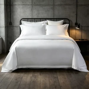 Super King 80×80 Cotton Sateen Bedding Set Silky Soft Solid White Sheet 4pcs