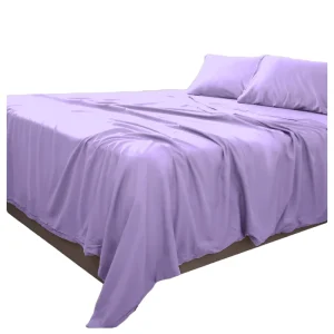 Super King Duvet Cover Set (Lilac) Soft Brushed Microfiber Solid Bedding Deep Pocket Fade Resistant Easy Care