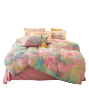 Super Shaggy Coral Fleece Warm Cozy Princess Bedding Set Mink Velvet Quilt Duvet Cover Set Bed Comforter Blanket Pillowcases