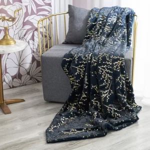 Super Soft 100% Polyester Faux Fur Throw Blanket Cozy Luxury Four Seasons with Foil Print Trees