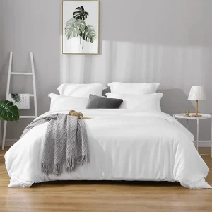 Super Soft 3pcs White Color Microfiber Duvet Cover Set Brushed Design for Comfort and Style