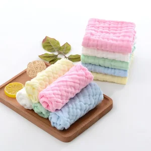Super Soft 6 Layer Muslin Organic Cotton Face Washcloth Burp Cloths Set Woven Home Handkerchief Baby Towels Newborns