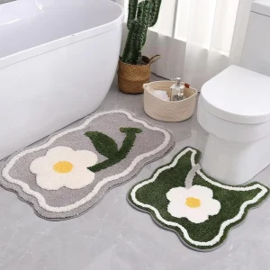 Super Soft Absorbent Bathroom Mat Non Slip Quick Dry Washable Contour Rug for Toilet Bath Mats for Bathroom Decor