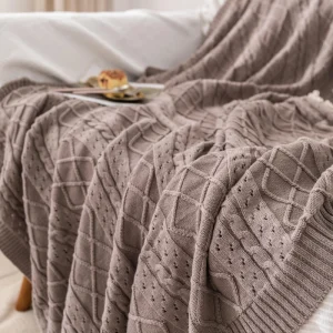 Super Soft Baby Cotton Knit Throw Blanket with Diamond Pattern OEKO TEX Certified Eco friendly Four Seasons Use