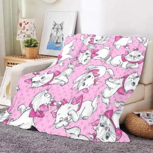 Super Soft Cartoon Cute Kitten Marie Cat Blanket Customizable Labels Prints 50*60in