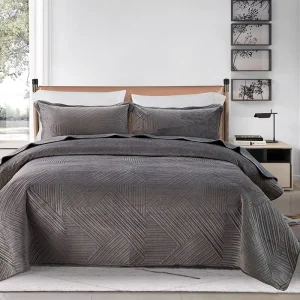 Super Soft Classic Style Velvet Quilt Set Quality Bedspread Coverlet Comforter with Polyester Filling Cozy Bedding Set