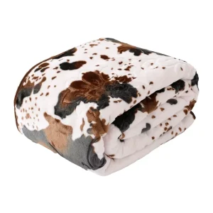 Super Soft Cow Print Flannel Fleece Throw Blanket Cozy Warm Plush Woven Raschel Technique