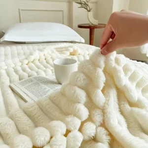 Super Soft Cozy Blankets for Bedroom Bed Blanket with Striped Texture Flannel Fleece Blanket