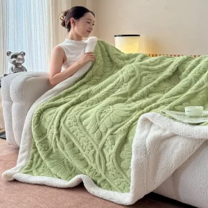 Super Soft Double Layer Sherpa Taffia Blanket Warm Thick Polyester Woven Flannel Fleece Blanket Throw Bed Cover for Home Office