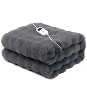 Super Soft Faux Rabbit Fur Electric Blanket All Seasons Bubble Heated Blanket for Bedroom Bed Sofa Flannel Winter Home Decor