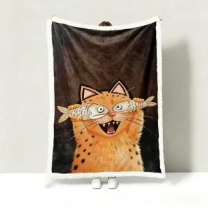 Super Soft Flannel Fleece Cat Animal Print Dot Design 100 Polyester Sherpa Blanket Throw Custom Plush Baby Sofa Blanket