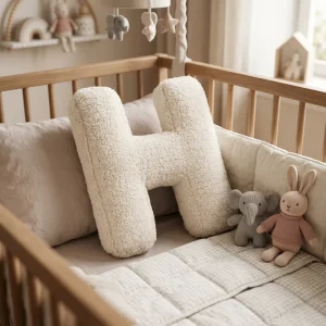 Super Soft H Plush Pillow Decorative Initial Letter Shaped Cushion Alphabet Solid Cream Bedroom Pillow Cushion Hugging Throw