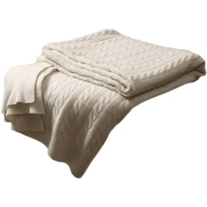 Super Soft Home 100% Cashmere Cable Knit Large Size Blanket Luxury Wool Pashmina Solid Color Throw