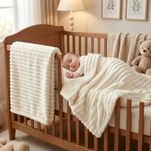 Super Soft Jacquard Fleece Baby Blanket Rabbit Milk Coral Sofa Bed for Throw Cream Waffle Baby Blankets for Newborns
