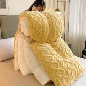 Super Soft Jacquard Plaid Thick Winter Fleece Velvet Duvet Winter Soft Warm Pure Color King Size Bed Quilt Comforter