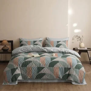 Super Soft Jacquard Wrinkled Digital Print Duvet Cover Three-Piece Set with Pillowcases Queen Size Wrinkle Resistant