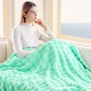 Super Soft Knitted 100% Polyester Jacquard Flannel Fleece Throw Blanket Cozy Bedding Home Decor All-Season Customizable