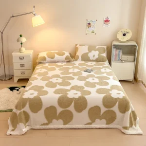 Super Soft Knitted Custom Logo Printed Sherpa Flannel Throw Blanket Eco Friendly Home Bedding for Travel & Camping