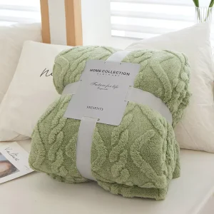 Super Soft Knitted Small Size 100% Polyester Twist Pattern Flannel Blanket Throw for Home Bedding Winter