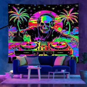 Super Soft Luminous Blanket Fluorescent Wall Tapestry Non-slip Rug Home Textile Decoration