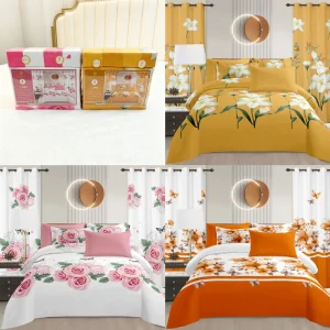 Super Soft Microfiber Bed Sheet Set King Size 8-Piece Bedding Set with Sheets, Curtains & Pillowcases