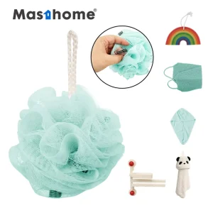 Super Soft Mint Green Pe Mesh Bulk Body Scrub Wash Mesh Sponge for Shower Bathroom Bath Sponge Shower Bath Ball