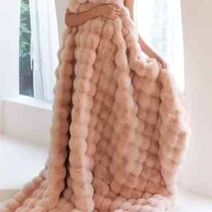 Super Soft Premium 100% Polyester Rex Rabbit Fleece Cozy Plush Bubble Blanket Luxury Faux Bubble Fur Blanket for Couch Cartoon