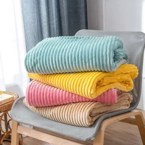Super Soft Quilted Flannel Blankets for Beds Solid Striped Mink Throw Sofa Cover Bedspread Winter Warm Blankets