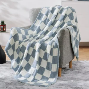 Super Soft Solid Decorative Smiley Face Throw Yarn Knitted Blanket for Bed