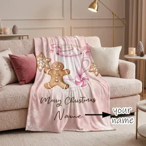 Super Soft Stamp Sherpa Flannel Blanket Fluffy Bed Plush Blanket Throw Customized Pink Cartoon Pattern Blanket for All Seasons