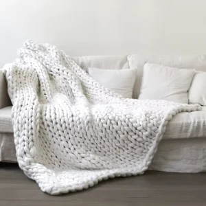 Super Soft Textured Solid Decorative Throw Blanket Lightweight Knitted 100% Acrylic Throw Blanket for Bed and Sofa