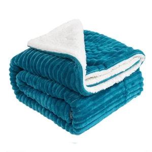 Super Soft Thick Striped Double Layer Flannel Sherpa Bed Blanket Warm Winter Home Throw Blanket