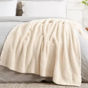 Super Soft Warm Cozy Beige Fluffy Plush Lightweight Knitted Throw Blankets OEKO-TEX Certified Four Seasons European American Bed