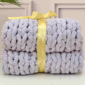 Super Soft Warm Non shedding Nature Hand Made Chunky Weighted Chenille Knitted Blanket