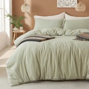 Super Soft Washed Microfiber Comforter Cover Set 3 Piece Queen Size with Zipper Closure and Corner Ties