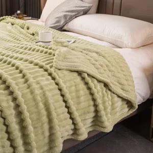 Super Soft Wide Striped Plush Fleece Blanket Flannel Bed Cover Solid Color All-Season Home Sofa Bed Use