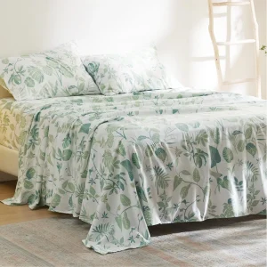 Super Soft and Comfortable Luxury Bedding Sets Tropical Plant Print Deep Pocket Custom Bedding Set