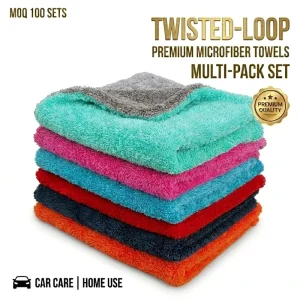 Super Water Absorbent 1200GSM Double Face Twisted Car Cleaning Towel Bulk Car Detailing Towels With Zipper Bag Pack
