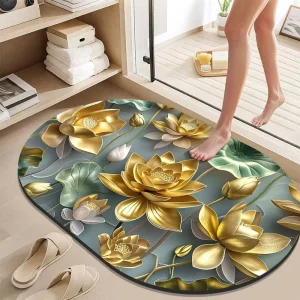 Super Water Absorbent Bath Mat Non slip Rubber Diatomite Rectangular Home Hotel Use Bathroom Rug