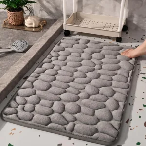 Super Water Absorbent Bath Mats for Bathroom Cobblestone Bathroom Rugs with Non Slip Backing
