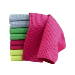 Super Water Absorbent Waffle Weave Microfiber Bath Towel Hand Towel Washcloth Set Solid Color 300gsm 40x40cm for Kitchen Use