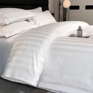 Superior Quality Striped 4pcs Duvet Cover Set Plain Stripe Bedding Set for Hotel Homestay Custom Size OEM Accepted