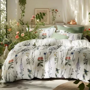 Supermarket Quality Comforter Set Flower Pattern 3 Piece Comforter Set Floral Bedding Sets Warm Soft Comforter