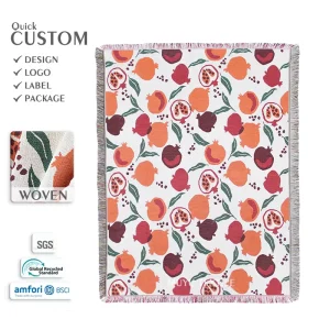 Supplier Fringe Jacquard Blanket Personalized Customized Design Tapestry Woven Blanket GRS BSCI Certified