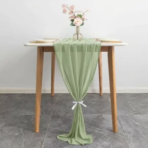 Supplier Gauze Table Runner for Wedding Party Decoration Bulk Order Factory Direct Price Sheer Wrinkled